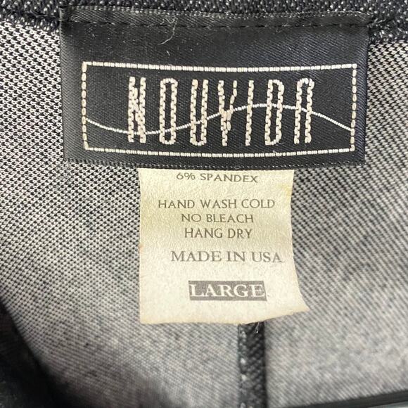 Vintage Y2k Bell Sleeve Stretch Cotton Denim Dress Collared V Neck Dark Wash M - Picture 9 of 10